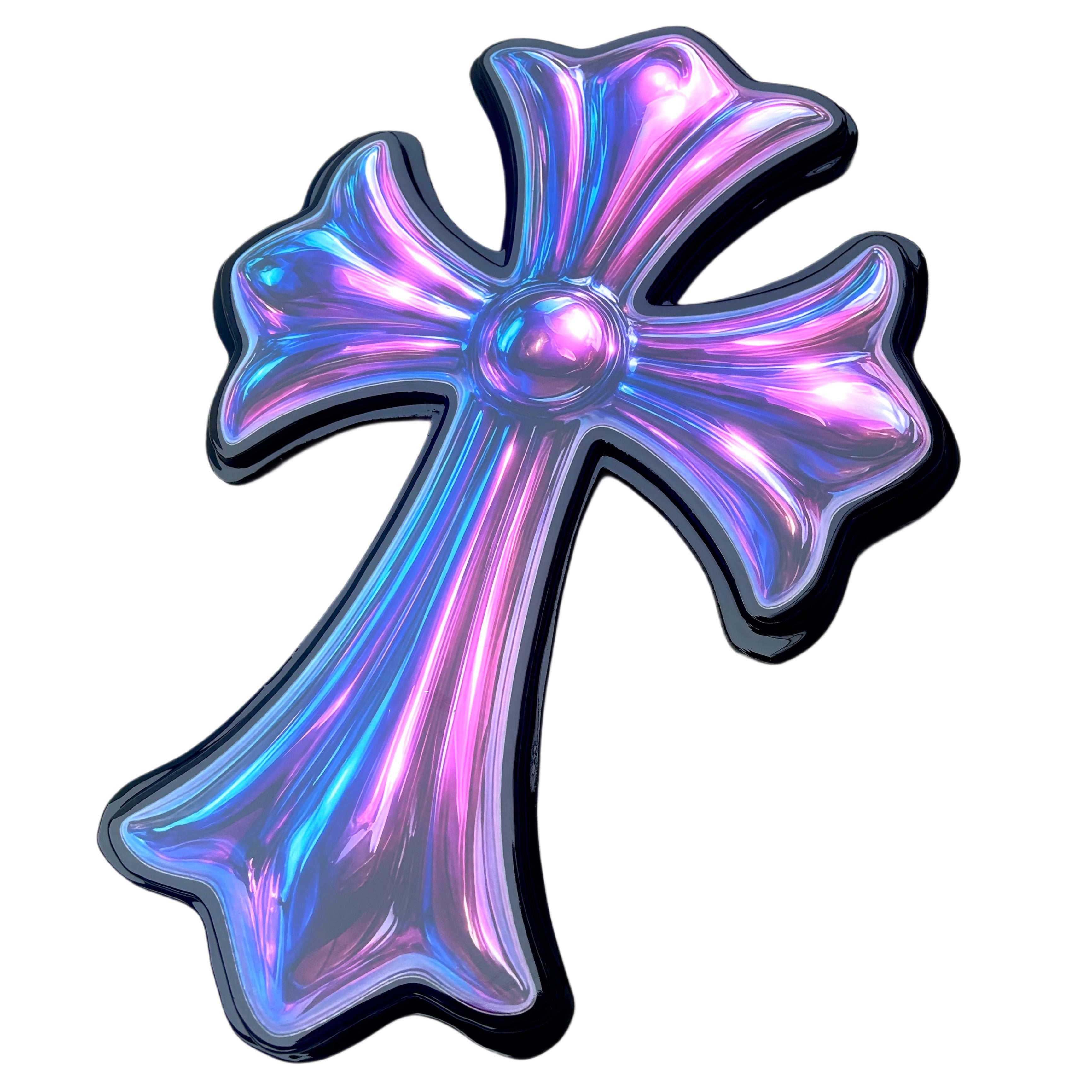 3D CHROMED CROSS - 45CM H