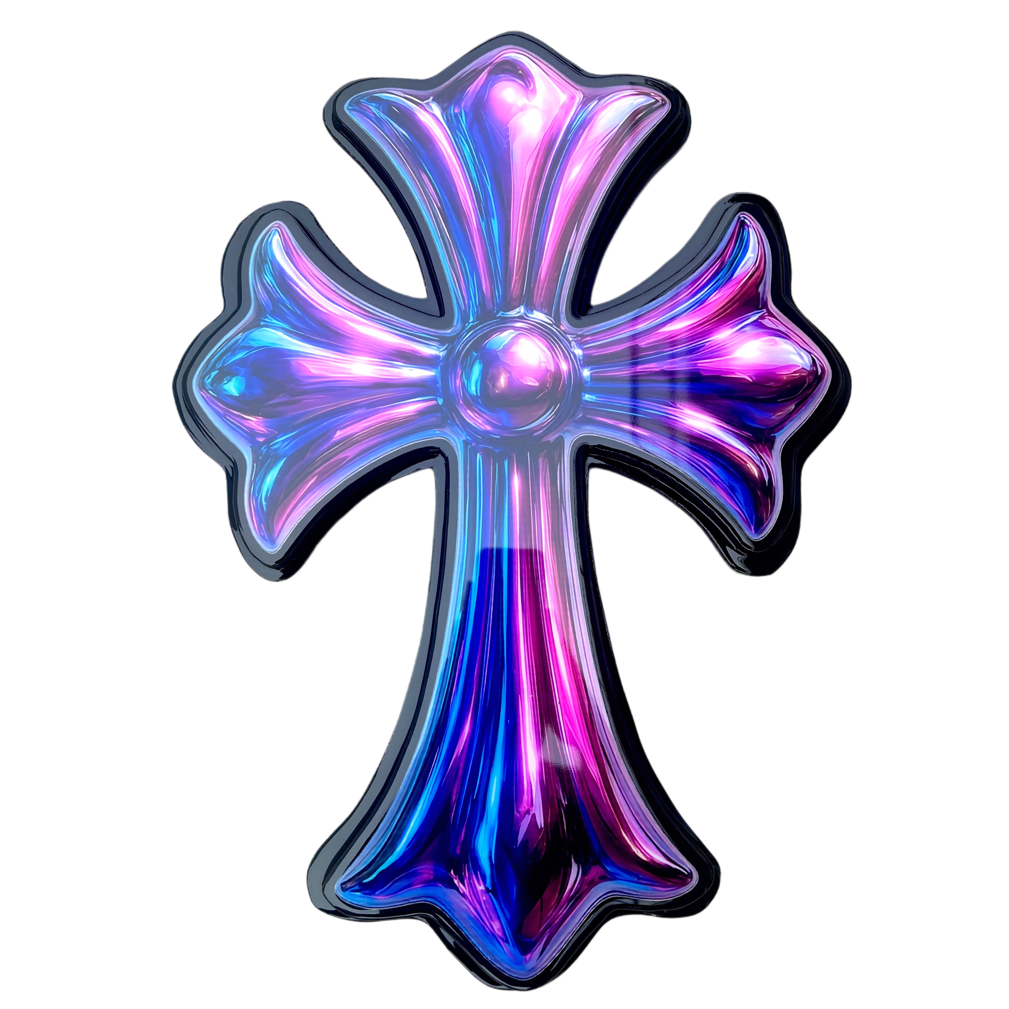 3D CHROMED CROSS - 45CM H