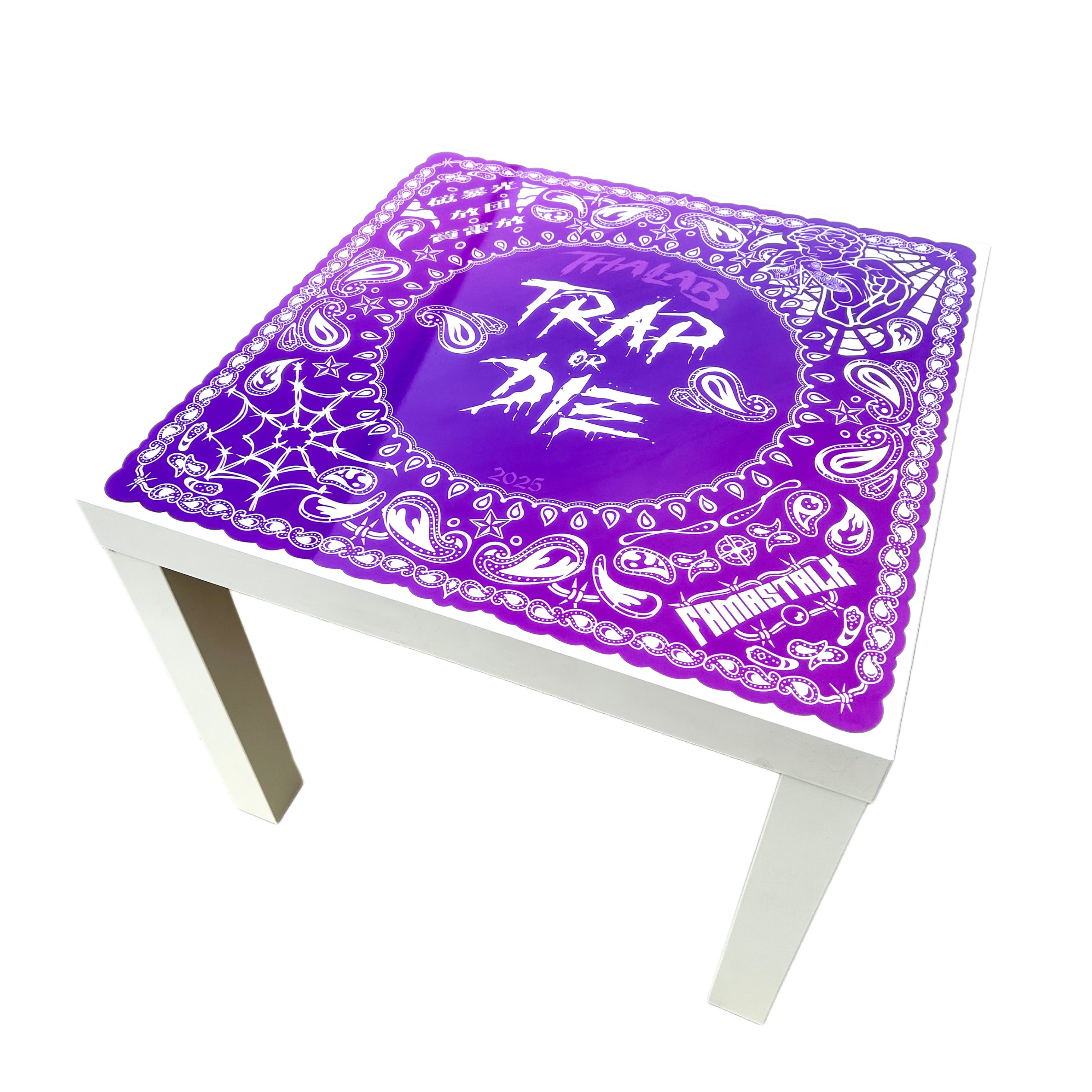 TRAP OR DIE RESIN TABLE -50X50CM W